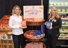 Betsey Coon and Sharon Robb with North Bay Produce show dried cherries and dried blueberries from the company’s newly launched line of dried fruits.